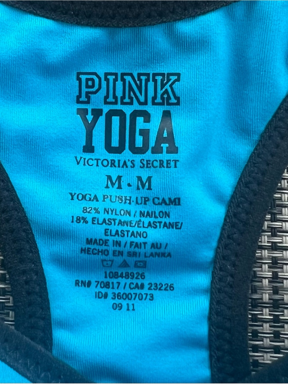 Victoria's Secret PINK Yoga Push-Up Cami Tank Top Blue Black Racerback Medium - Picture 6 of 7